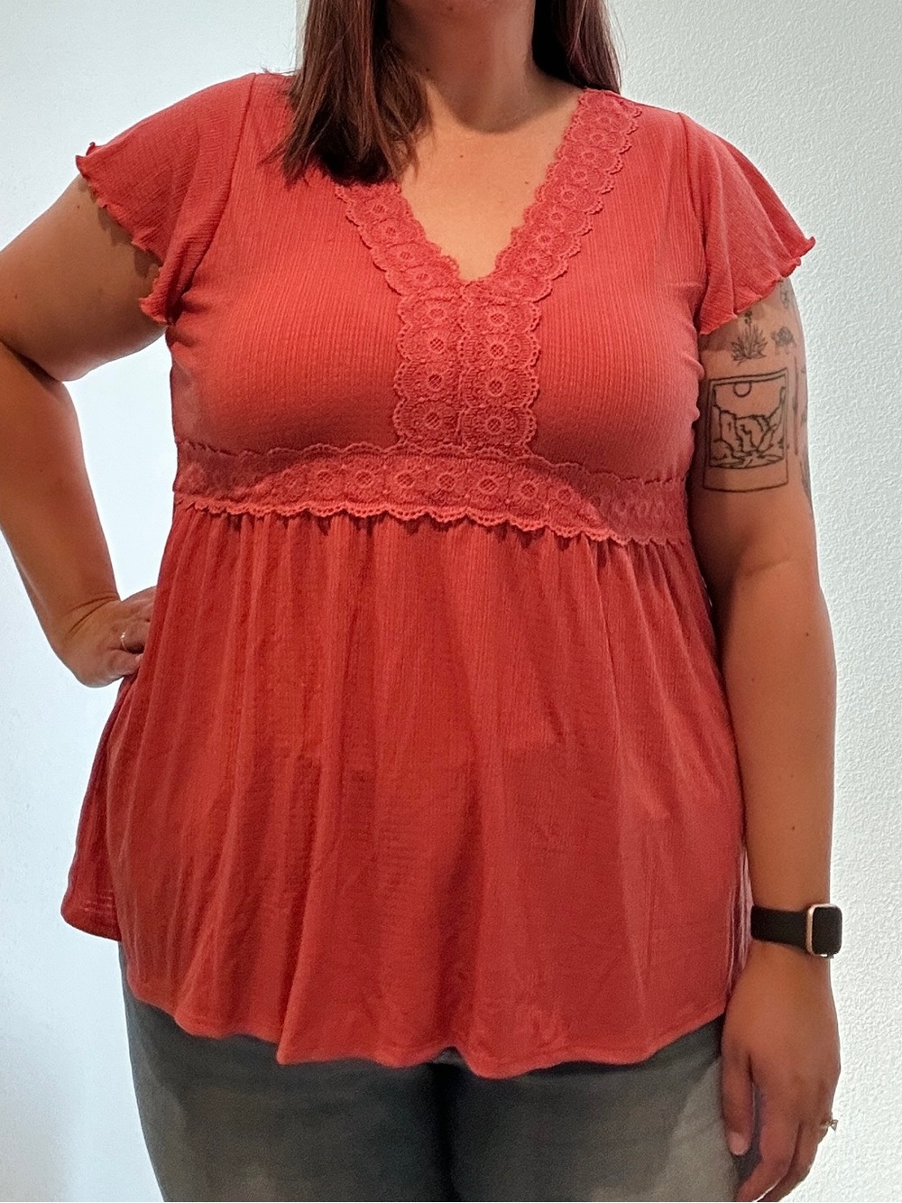 TORRID - NWT Lace Babydoll V-Neck in Color Faded Rose